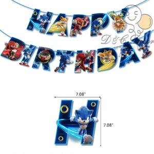 Sonic the Hedgehog Triangle Birthday Party Banner Supplies Room Decoration - Picture 1 of 1