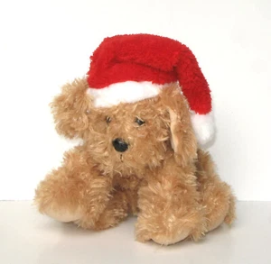 Juguete de peluche peludo para perro cachorro con sombrero de Santa, 10”, marrón teniente, productos interamericanos - Imagen 1 de 4