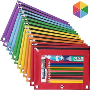 12 Pack Pencil Pouches for 3 Ring Binder, Smooth Zipper 3 Ring Binder Pencil ... - Picture 1 of 7