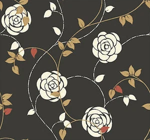 Antonina Vella Roses on Black Wallpaper GK8637 - Picture 1 of 1