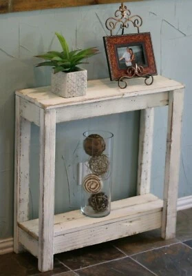 Reclaimed Wood Console Table 30” Rustic Entryway Accent Shelf in 5 Color Options - Image 1 of 4