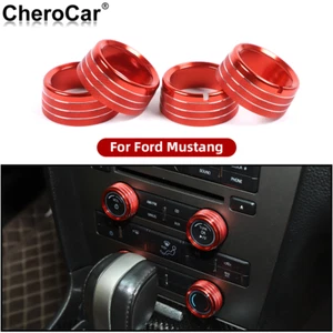 Anillo de ajuste de cubierta de perilla de botón de interruptor de aire acondicionado rojo para Ford Mustang 2011-14 - Imagen 1 de 10