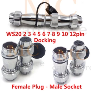 WS20 2-12pin Panel Mount Docking Waterproof Power Wire Connector,Aviation Plug - Picture 1 of 22
