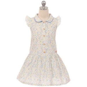 Vestido AZUL Talla 4 Mini Línea A Algodón Flor Niña Cumpleaños Fiesta Formal - Imagen 1 de 4