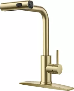 FORIOUS Grifo de Cocina Dorado, Grifo de Cocina 3 en 1 con Pulverizador Extraíble Bru... - Imagen 1 de 7
