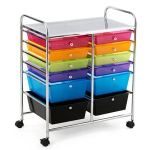 12 Drawers Rolling Cart Storage Scrapbook Paper Organizer Bins-Multicolor - Colo - Picture 1 of 5