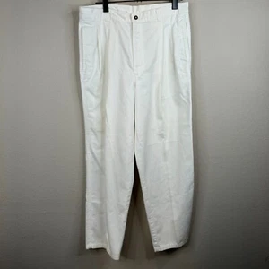Flyers Men's High Rise Straight Leg Ankle Pant Pleated White Size 36S - Picture 1 of 13
