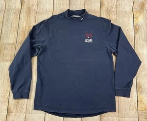 Vintage Nike USA Speed Skating Long Sleeve Blue Shirt Size Small Collared Neck - Picture 1 of 6