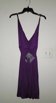 NUEVO CON ETIQUETAS VESTIDO DE CÓCTEL VINTAGE Norma Kamali para Everlast púrpura profundo en V dobladillo burbuja L Foto 1 de 4