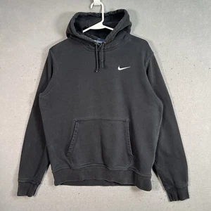 Vintage Y2K Nike Swoosh Sweater Youth Medium Black Hoodie Sweatshirt Pullover - Picture 1 of 11