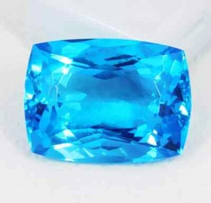 Sky Blue Aquamarine Topaz Cushion Cut Natural 92.90 Ct Certified Loose Gemstone - Picture 1 of 5
