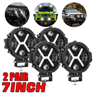 4X 7 Inch Round LED Work Light Bar Pods Driving Fog Headlight Truck Off Road SUV - Picture 1 of 12