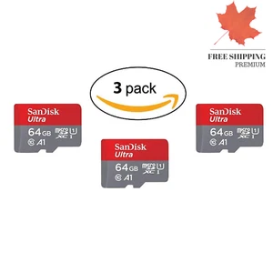 Ultra 64GB microSDXC UHS-I card with Adapter SDSQUAR-064G-GN6MA 3 Pack 64GB - Photo 1 sur 12