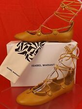 Isabel Marant Lali Amber Yellow Leather Wraparound Ballet Flats 38 8
