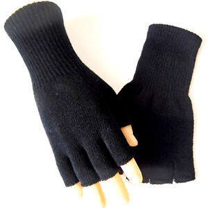 Thermal FINGERLESS GLOVES Unisex Mens Women Knitted Warm Winter Half Finger US