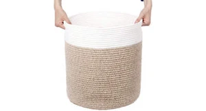 Waschekorb aus Baumwolle mit Griffen,Aufbewahrungskorb Laundry Baskets(Braun-H40 - Bild 1 von 6