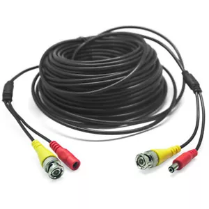 20M CCTV Camera DVR Video Power Surveillance BNC RCA 60ft Cable Monitor Cord BK - Picture 1 of 4