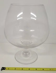 Clear Glass Fish Bowl Short Stem Footed Flower Vase 8-3/4" Tall - Picture 1 of 8