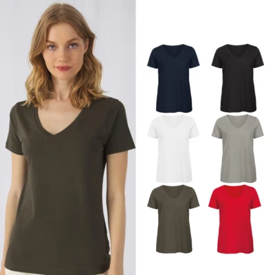 B&C Collection Frauen Bio V-Ausschnitt T-Shirt Tw045 - Damen glatt fit tee - Bild 1 von 4