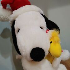 Applause Peanuts Christmas Holiday Snoopy Hugging Woodstock Plush 18" Large EUC