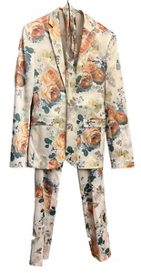 NWOT ASOS Men's Beige Floral Multi-Colored 3-Pc. Suit - Jacket, Tie, and Pants - Picture 1 of 24