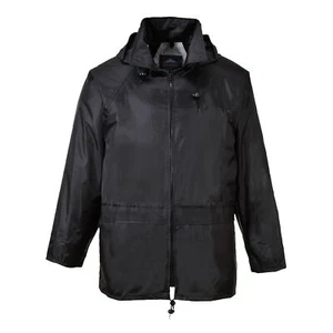 Men's Lightweight Waterproof Hooded Safety Rain Jacket 4X-Large Big Black - Picture 1 of 6