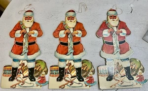 VINTAGE SET 3 1979 MERRIMACK SANTA CLAUS CANDY HOLDER CHRISTMAS TREE ORNAMENTS - Picture 1 of 5