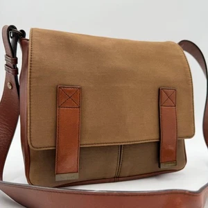 Yves Saint Laurent canvas and leather messenger shoulder bag - Picture 1 of 17