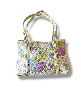 Vera Bradley Watercolor Tote Grey Purple East West Zip Top Quilted Cotton Purse - Picture 1 of 18