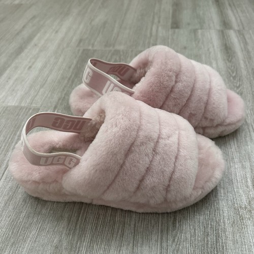 UGG Fluff Yeah sandalo pantofola rosa soletta pelle di pecora taglia US 5 EU 36 soffice