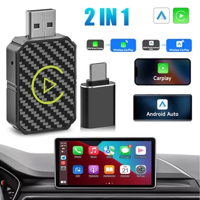 2 in1 Wireless Carplay Android Auto Adapter WiFi BT-WLAN Connect Mini USB Dongle - Bild 1 von 4