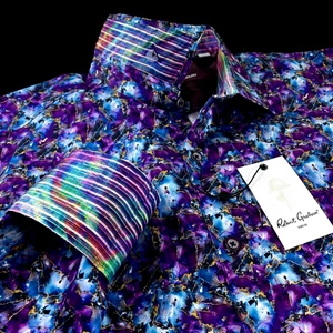 Robert Graham Geometric Paisley Colorful Pixel Masterpiece Large Shirt $248 - Picture 1 of 13