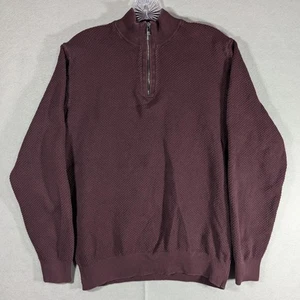 Massimo Dutti Sweater Mens XL Burgundy Half Zip Pullover Cashmere Blend Knit - Picture 1 of 10