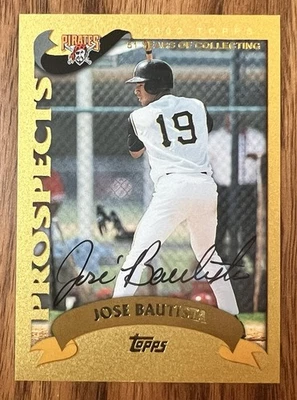 AUTOGRAPHED Jose Bautista 2002 Topps Traded Gold RC /2002 #T180 PIRATES - Image 1 of 4