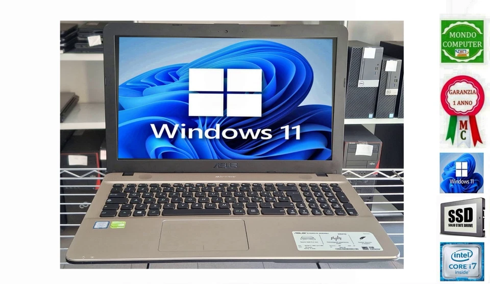 PORTATILE NOTEBOOK ASUS X541U CPU INTEL CORE i7-7200U SSD WINDOWS 11 - Immagine 1 di 1
