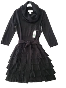 Neu mit Etikett J. Howard Damen schwarz Rüschen Strickkleid L. Ärmel regulär 110 $ - Bild 1 von 10