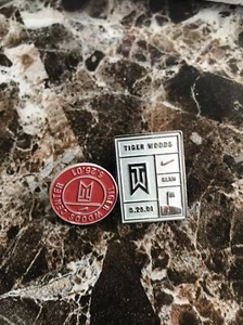 2005 PGA Tour Player Of The Year Tiger Woods Nike Slam Pin And TW Cent Ball Mark - Bild 1 von 8