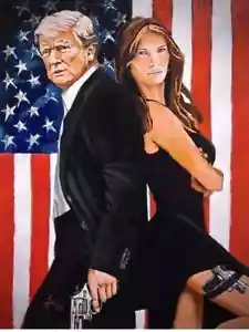 DONALD TRUMP e MELANIA ARTE PATRIOTTICA - Calamita lucida 4x6 per frigoriferi/veicoli - Foto 1 di 2