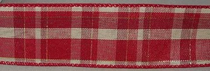 5 yds. BURGUNDY & IVORY PLAID WIRE EDGE RIBBON 1 1/2" Wide - Picture 1 of 1