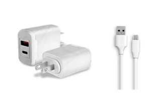 Cargador de CA de pared para el hogar de 18 W + cable USB de 6 pies para tableta Samsung Galaxy Tab A 8 SM-T350 - Imagen 1 de 6