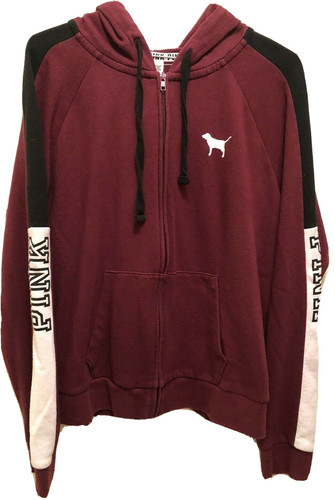 UNDERCOVER Felpa con cappuccio VS ROSA taglia media zip tasche anteriori logo bordeaux