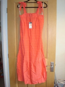Primark Orange Strappy Summer Cotton Mix Maxi Dress Size 8 BNWT - Picture 1 of 3