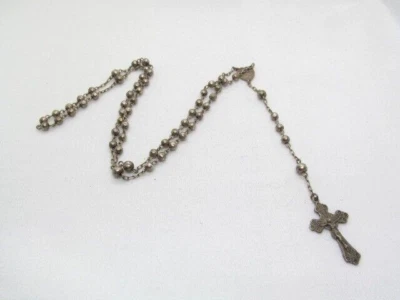Antiguo rosario católico con cuentas francesas de plata 800 Foto 1 de 4