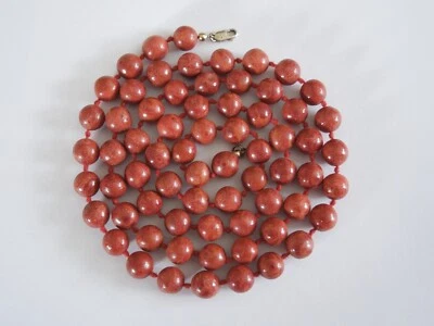 Catena M. Sfere Di Corallo & Oro 925 Argento Moschettone 101,6g/101cm - Immagine 1 di 3