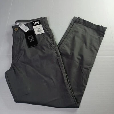Pantalones chinos Lee de frente plano con cintura flexible de movimiento para hombre 29x30 gris calce ajustado Foto 1 de 4