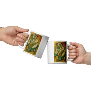 Taza de café jugador de cricket cerámica blanca arte cubismo varios tamaños envío gratuito - Imagen 1 de 4