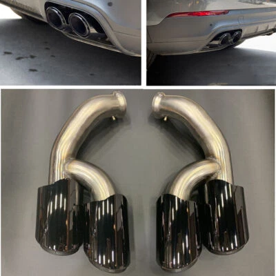 2PCS Black GTS Style Exhaust Tips Muffler Pipe For Porsche Cayenne V6 2015-2017 - Image 1 of 4
