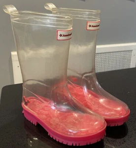 American Girl Wellie Wishers Peek A Boo Clear Rain Boots Size 12/13 - Picture 1 of 11