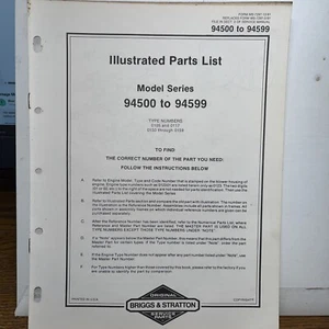 Briggs & Stratton Engine Models 94500 to 94599 Illustrated Parts Catalog List - Picture 1 of 2