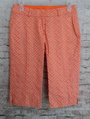 Ann Taylor Bermuda Walking Shorts Orange Geometric 0P (27"W) 14.5" Inseam - Image 1 of 4